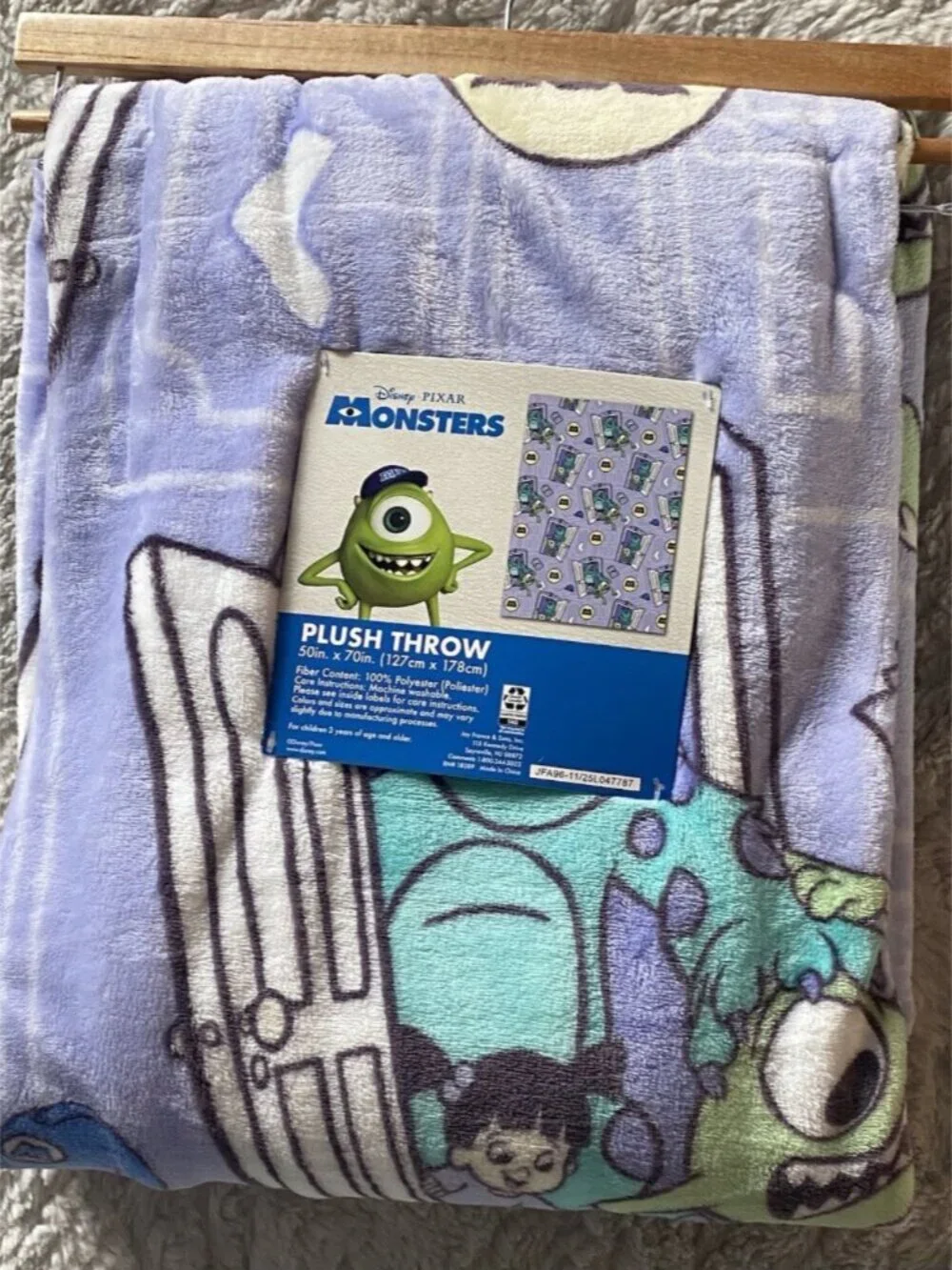 Disney‎ Pixar Monsters Inc Throw Blanket 50”X 70” Sully Mike Boo VIRAL NEW